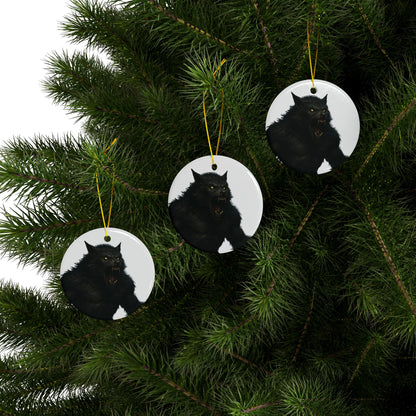 Ceramic Ornament - Fierce Werewolf Design, Perfect for Halloween, Spooky Decor, Unique Gifts, 2-Side Print