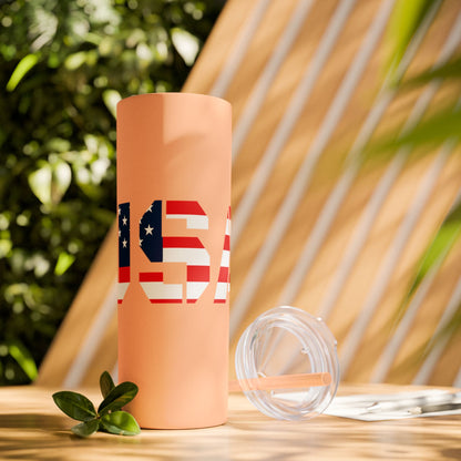Skinny Tumbler — USA Flag 20oz Straw Tumbler (Patriotic Travel Cup)