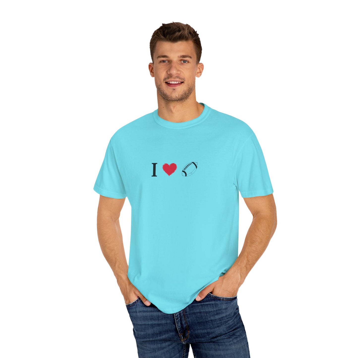 I Love Football T-Shirt - Unisex Cotton Tee, Fun Gift for Friends, Casual Style, Birthday Present, Summer Apparel - TRV