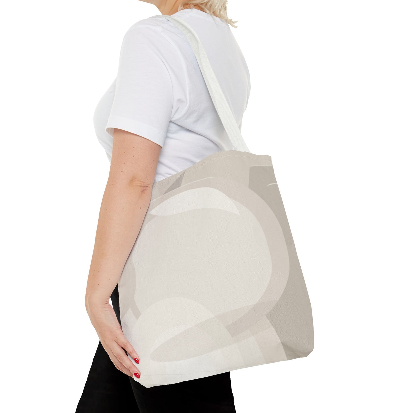 Neutral Abstract Circle Pattern Tote Bag | Minimal Beige AOP Canvas