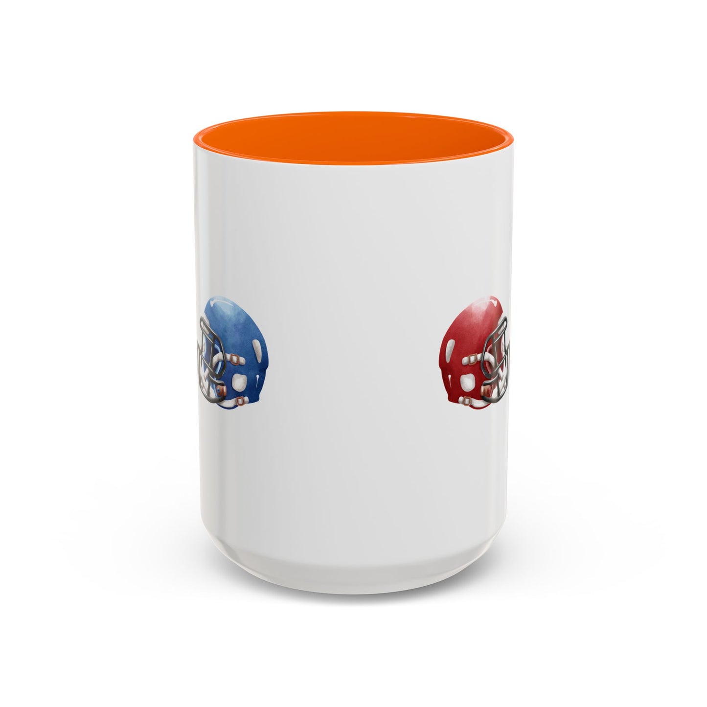 Football Helmet Coffee Mug — Red vs Blue Rivalry Accent Mug (11/15oz)