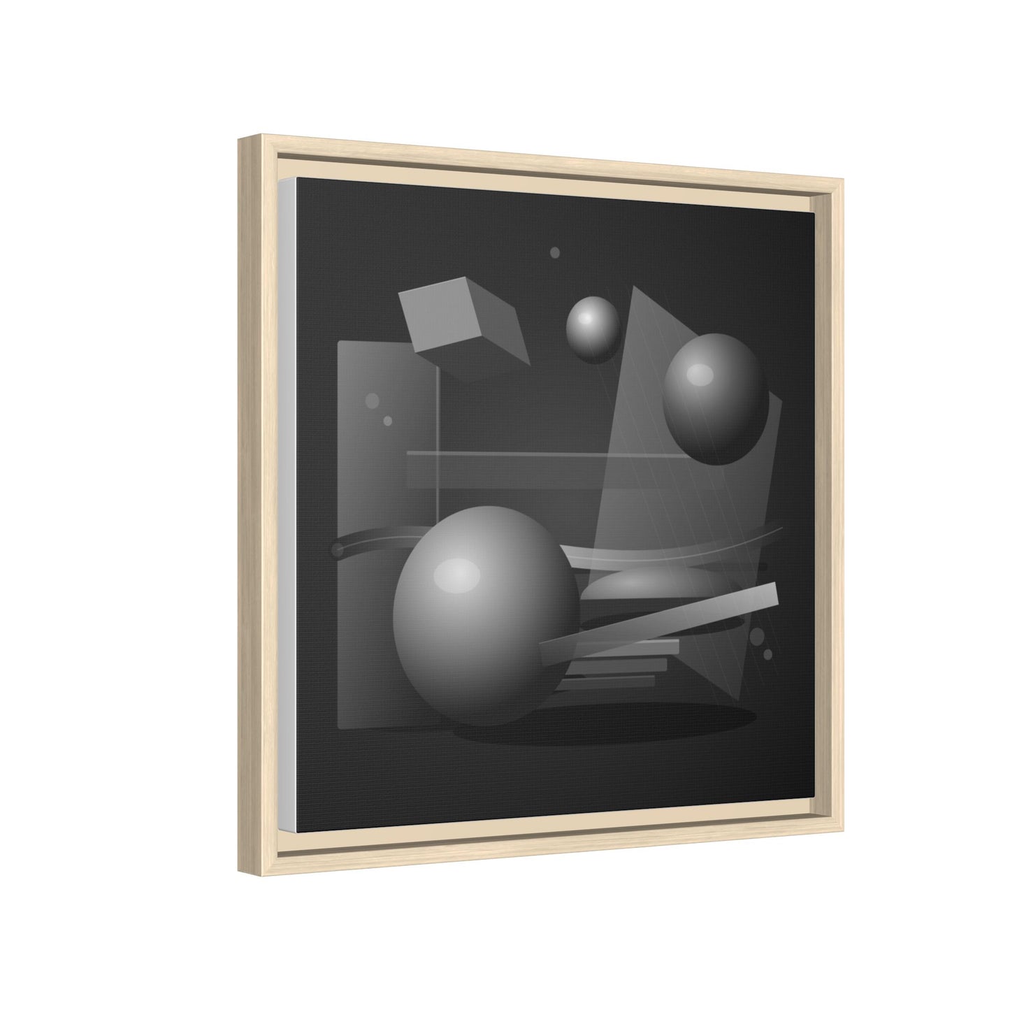 Monochrome Geometric Spheres Canvas Framed Wall Art | Matte Print