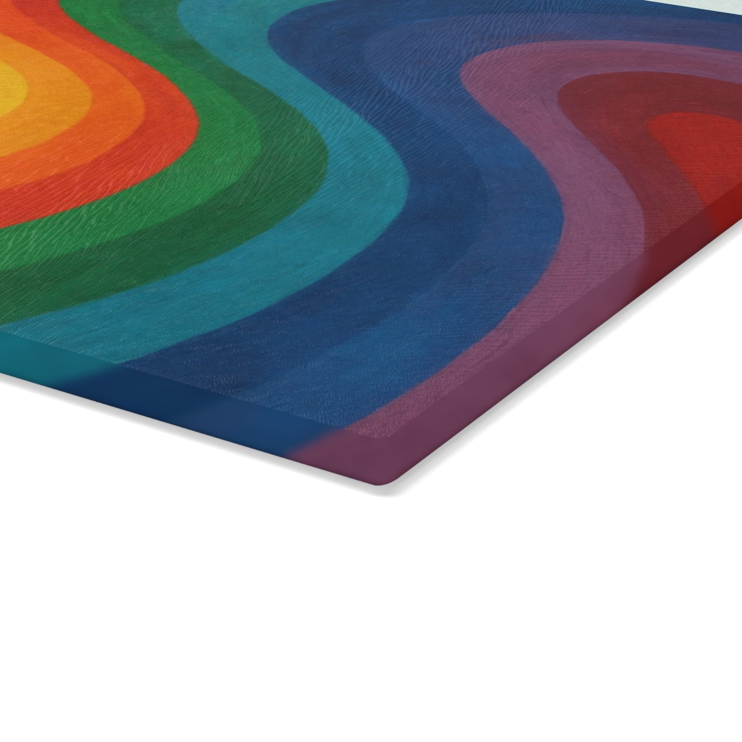 Glass Cutting Board — Retro Rainbow Wave Tempered Glass Chopping Board