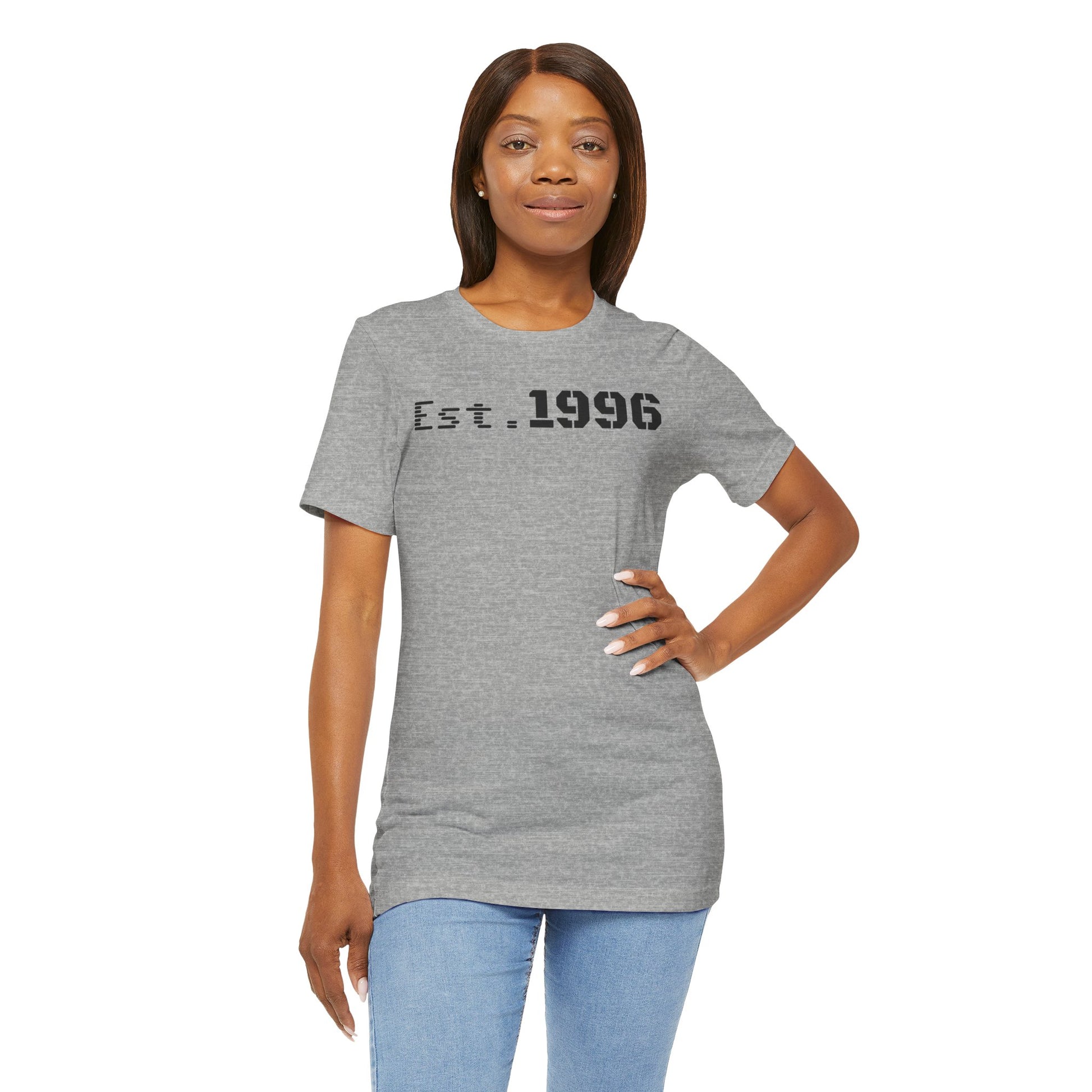 Unisex Jersey Tee - 'Est. 1996' Graphic Shirt, Birthday Gift, Casual Wear, Vintage Style, Retro Fashion, Gift for Him/Her - TRV