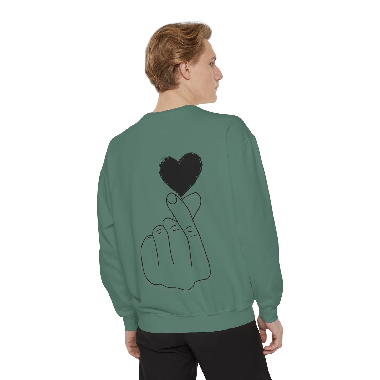 Unisex Garment-Dyed Sweatshirt with Heart Design - Cozy & Stylish