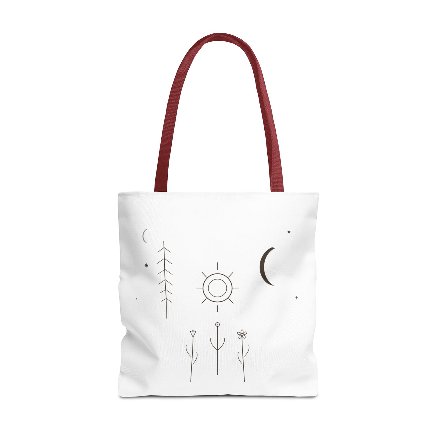 Minimal Moon and Sun Botanical Tote | Celestial Line Art Bag