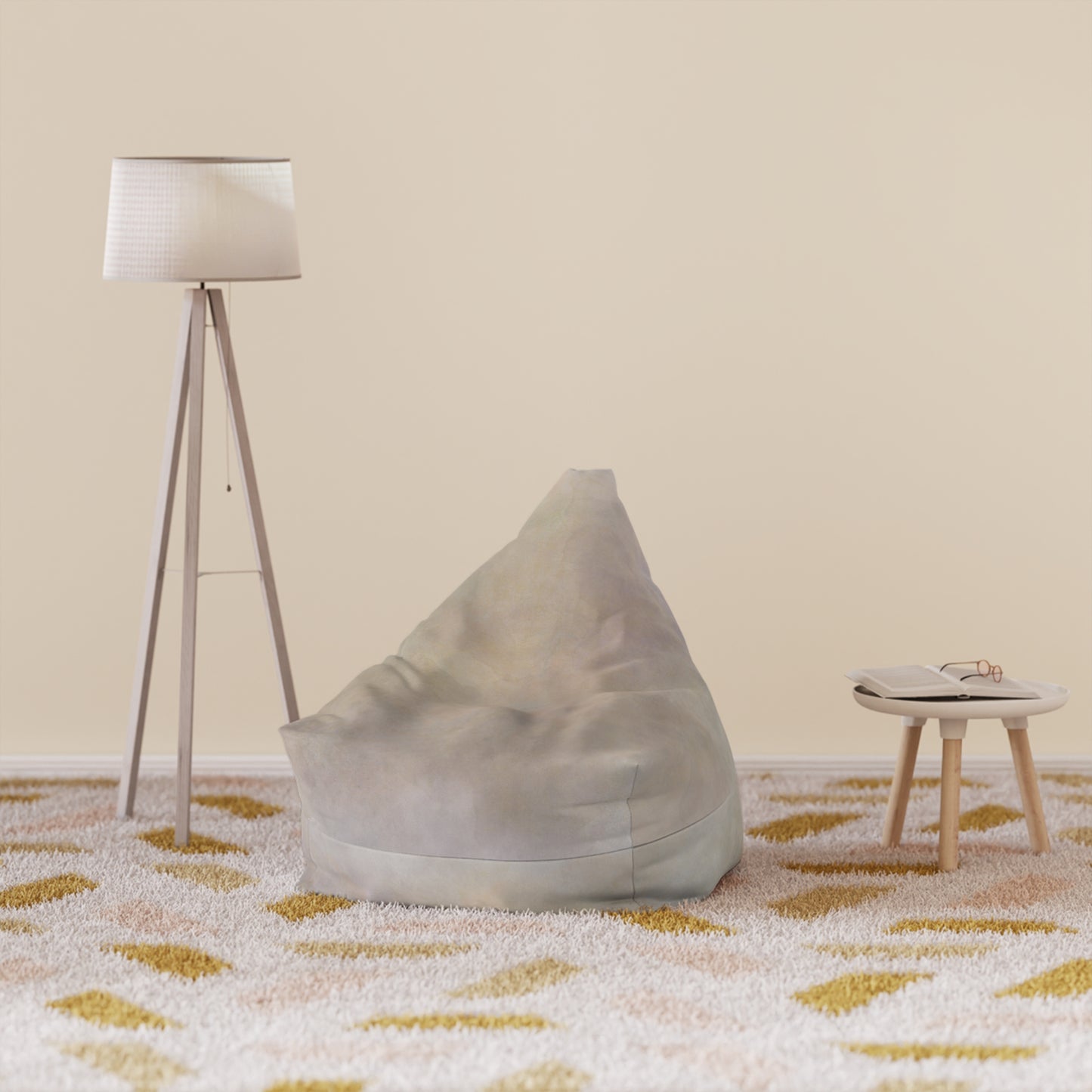 Neutral Marble Texture Bean Bag Chair Cover | Beige Stone Print
