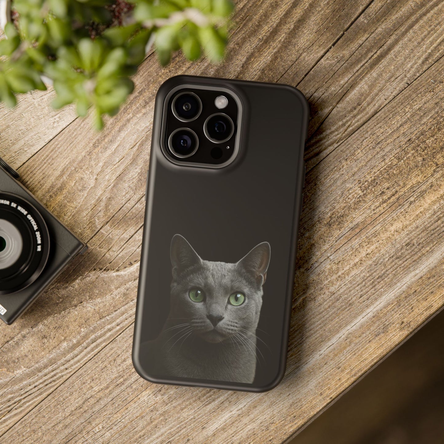 Russian Blue Cat Phone Case — Magnetic Impact-Resistant iPhone Cover