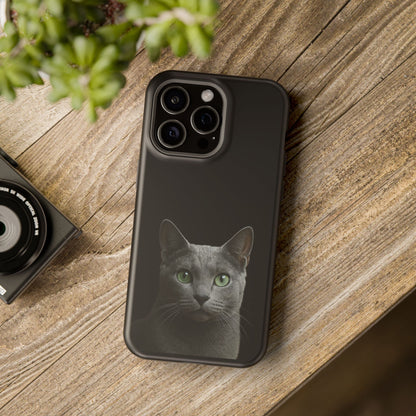 Russian Blue Cat Phone Case — Magnetic Impact-Resistant iPhone Cover