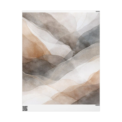 Geometric Neutral Watercolor Wrapping Paper Roll — Earth Tone Abstract Gift Wrap