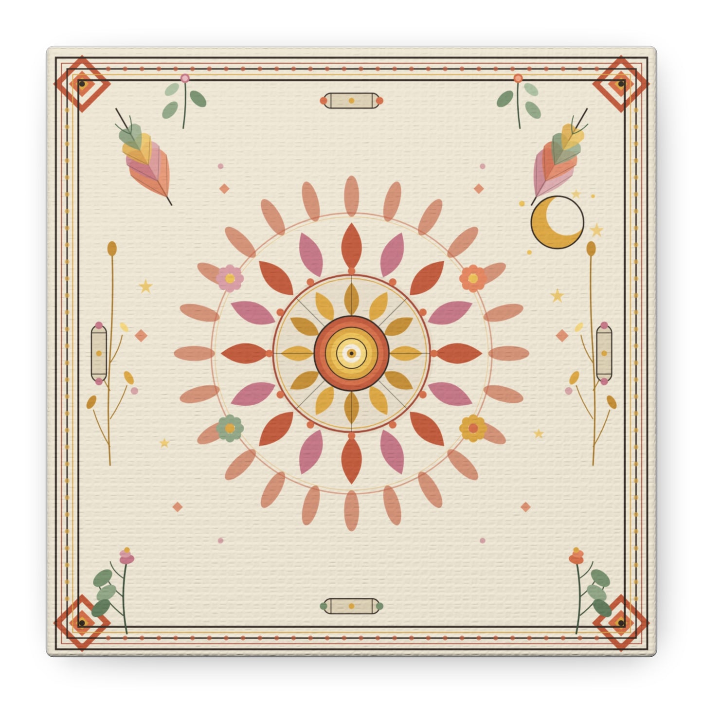 Boho Sun Mandala Matte Canvas