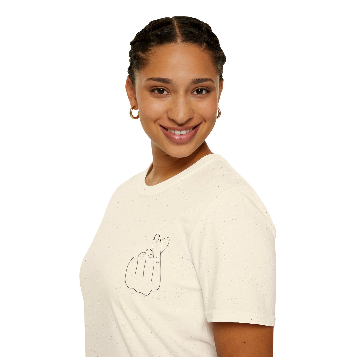 Trendy Unisex Softstyle T-Shirt with Love Hand Gesture Design