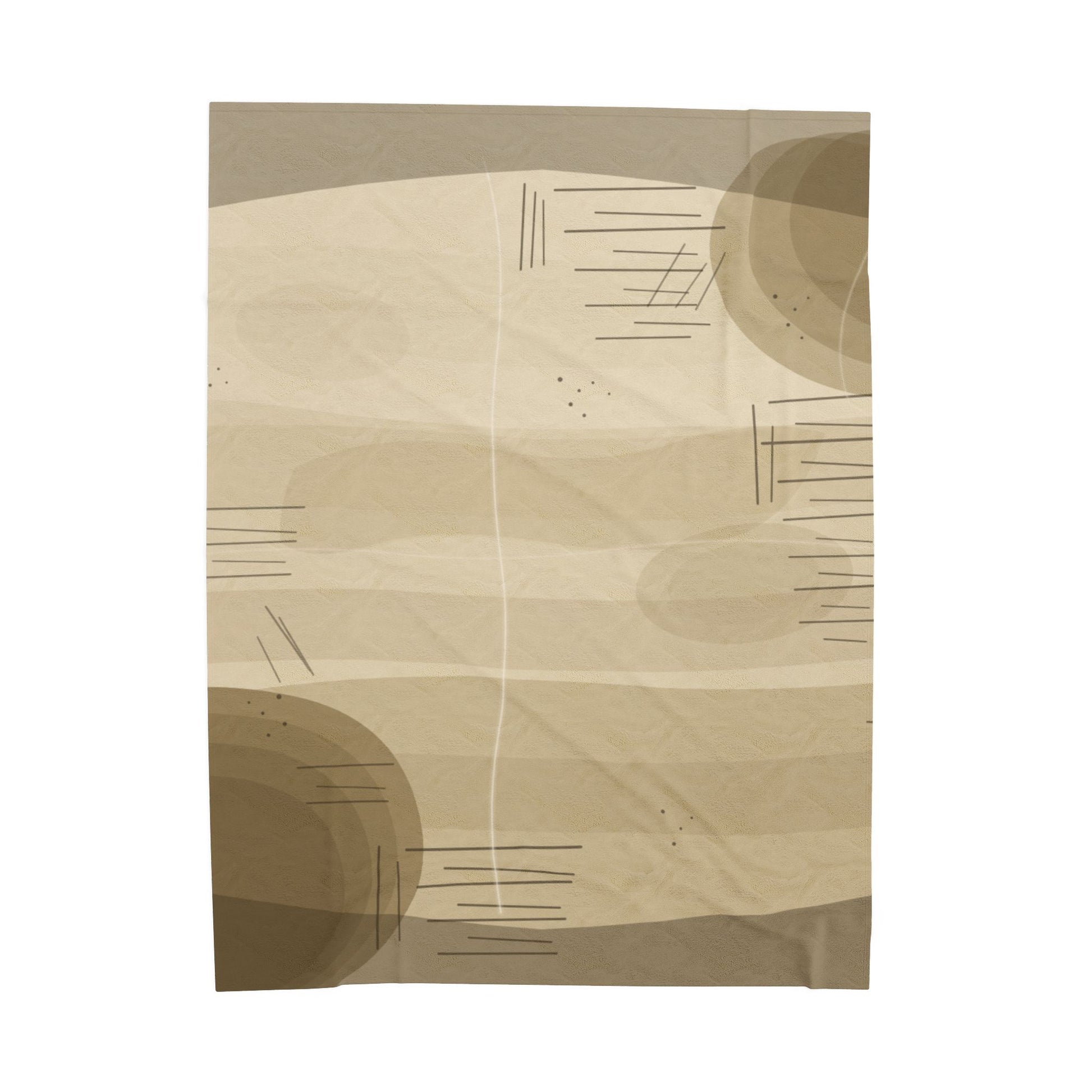 Neutral Abstract Shapes Velveteen Plush Blanket | Beige Modern Minimalist Throw - TRV