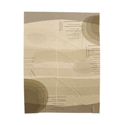 Neutral Abstract Shapes Velveteen Plush Blanket | Beige Modern Minimalist Throw - TRV