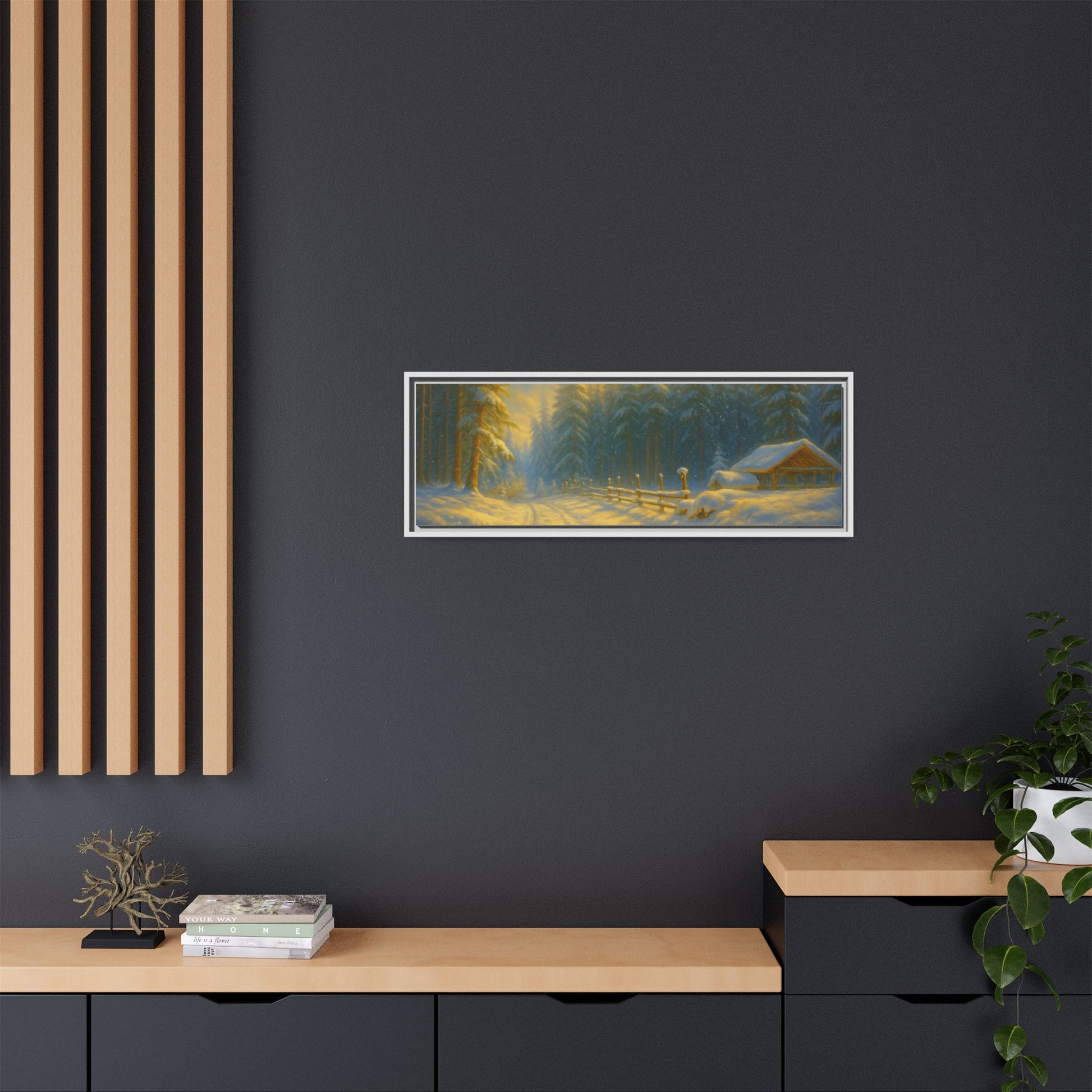 Wall Art Print, Winter Cabin Decor, Nature Scene, Holiday Gift, Cabin Vibes, Christmas Decoration, Matte Canvas, Framed - TRV