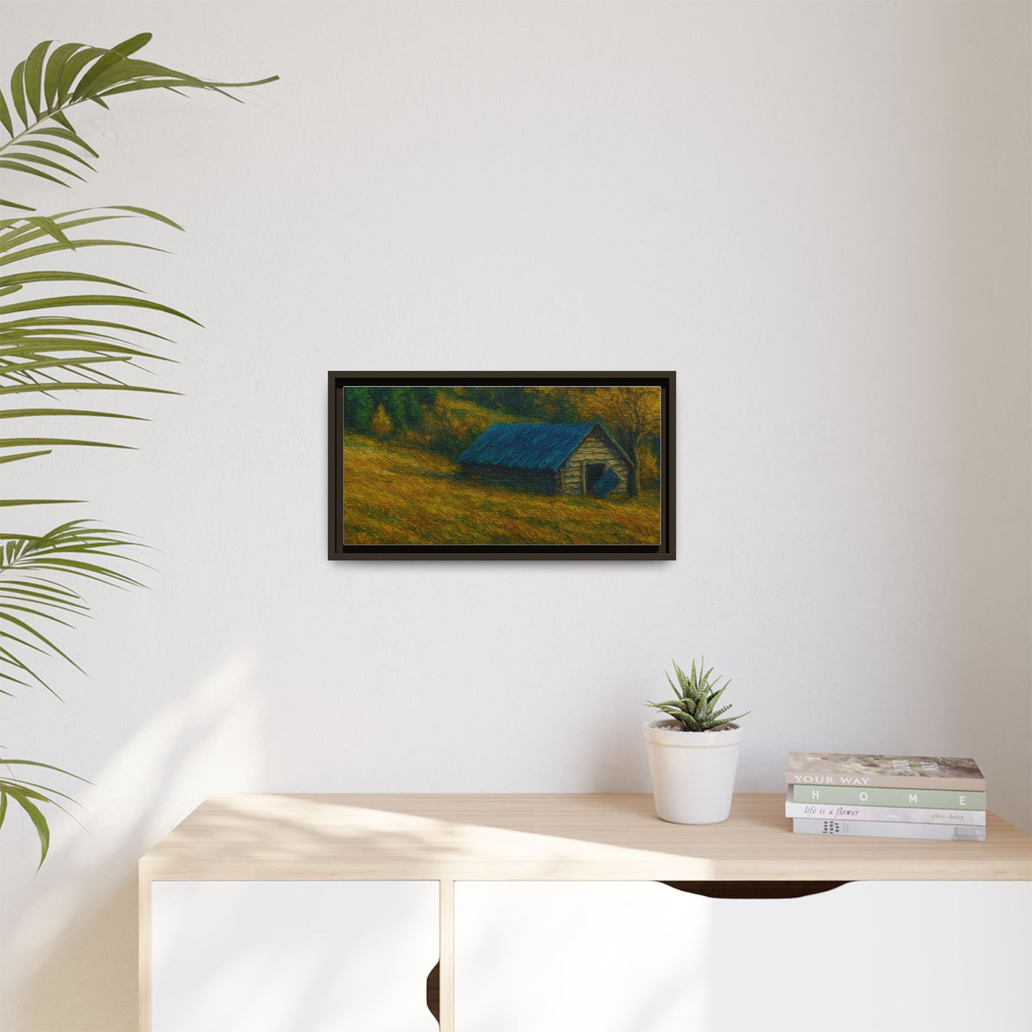 Framed Matte Canvas Print, Rustic Artwork, Farmhouse Decor, Nature Wall Art, Gift for Home, Autumn Decor, Landscape Painting