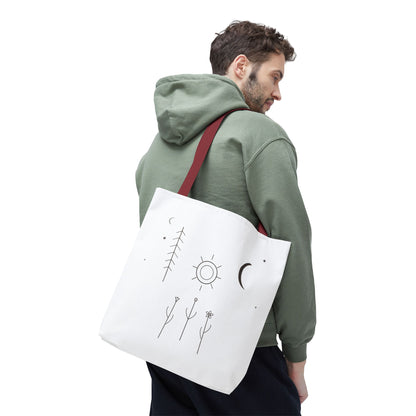 Minimal Moon and Sun Botanical Tote | Celestial Line Art Bag