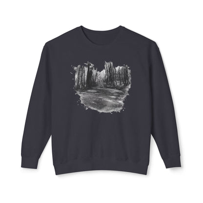 Scenic Minimalist Crewneck Sweatshirt - Cozy Art Tee for Nature Lovers, Gift for Her, Layering Essential, Perfect for Fall, Everyday Wear - TRV