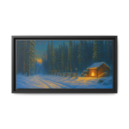 Framed Winter Landscape Canvas, Cozy Cabin Art, Christmas Decor, Winter Home Decor, Holiday Gift, Wall Art - TRV