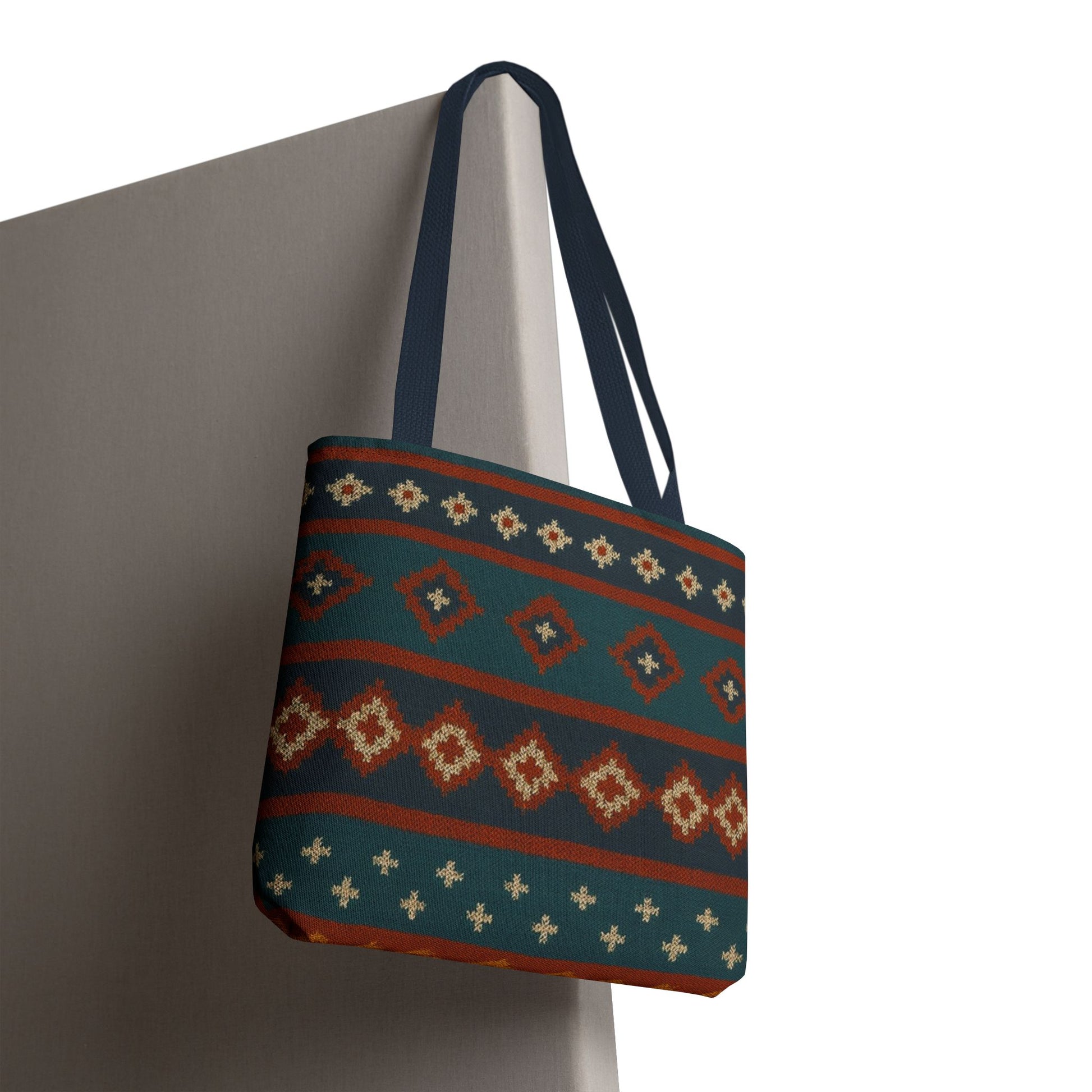 Southwestern Diamond Pattern Tote Bag | Aztec Tribal Geometric Print - TRV
