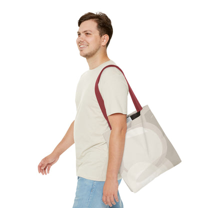 Neutral Abstract Circle Pattern Tote Bag | Minimal Beige AOP Canvas