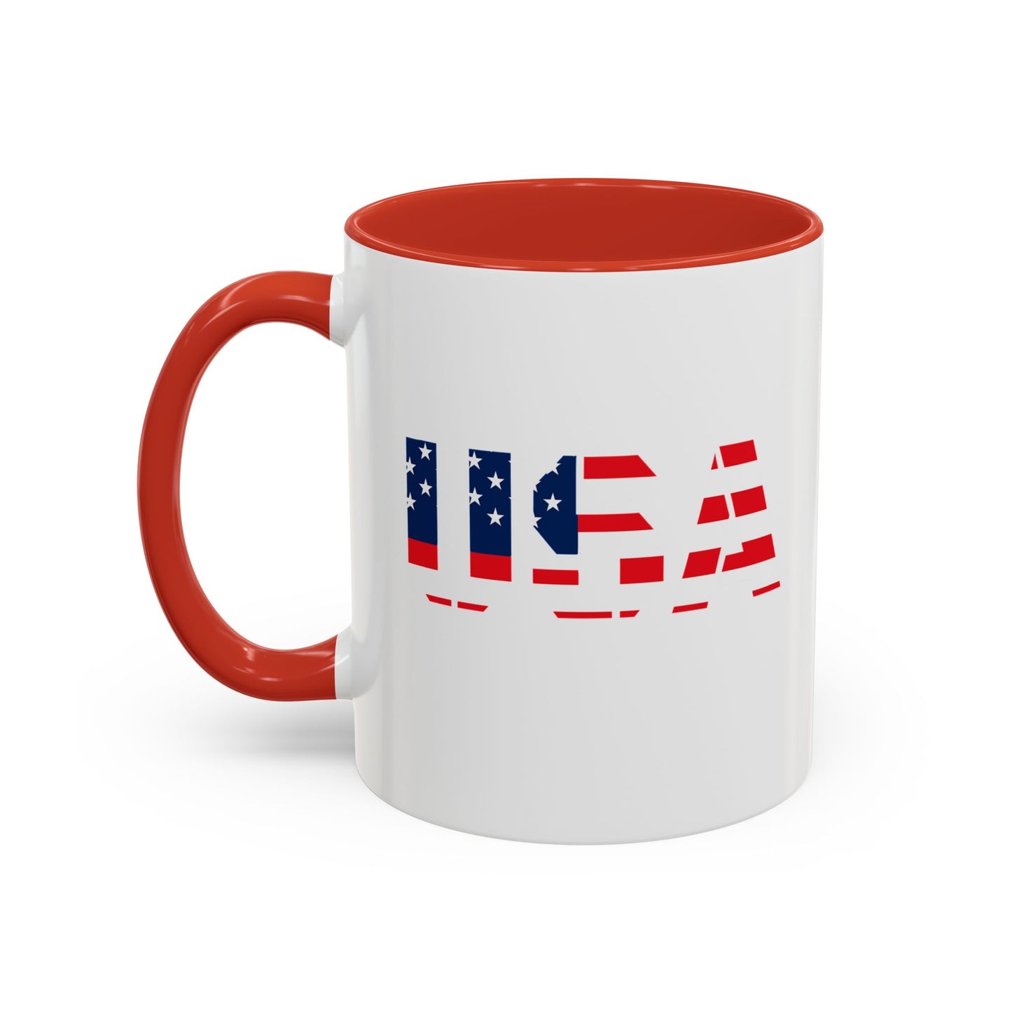 USA Flag Accent Coffee Mug — Patriotic 11/15oz Ceramic Coffee Cup