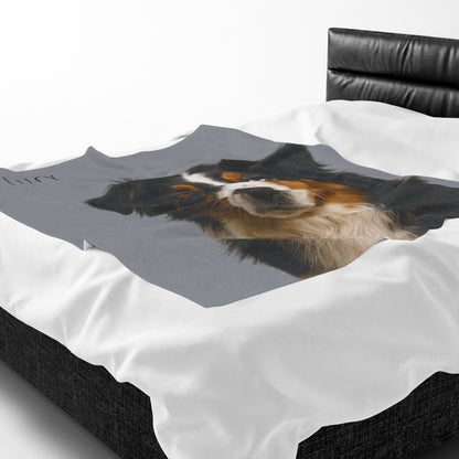 Personalized Aussie Dog Portrait Blanket | Velveteen Plush Blanket