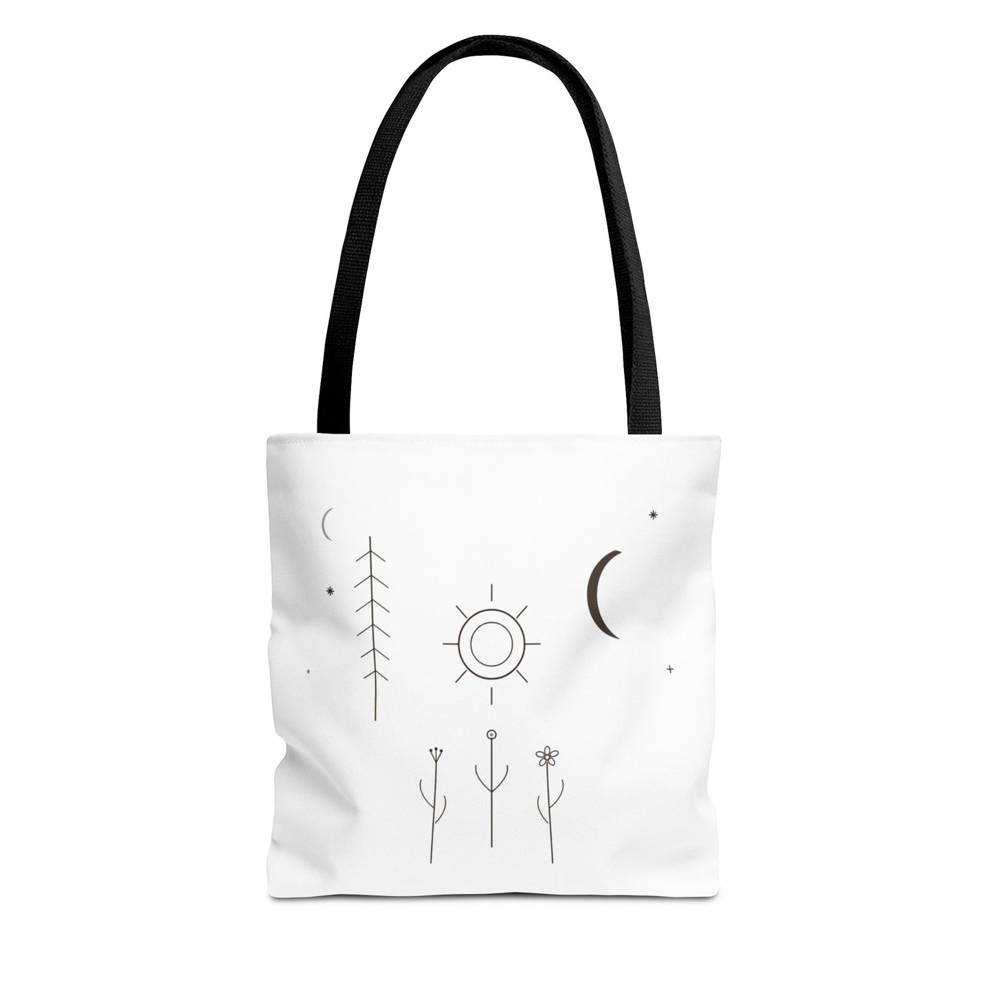Minimal Moon and Sun Botanical Tote | Celestial Line Art Bag
