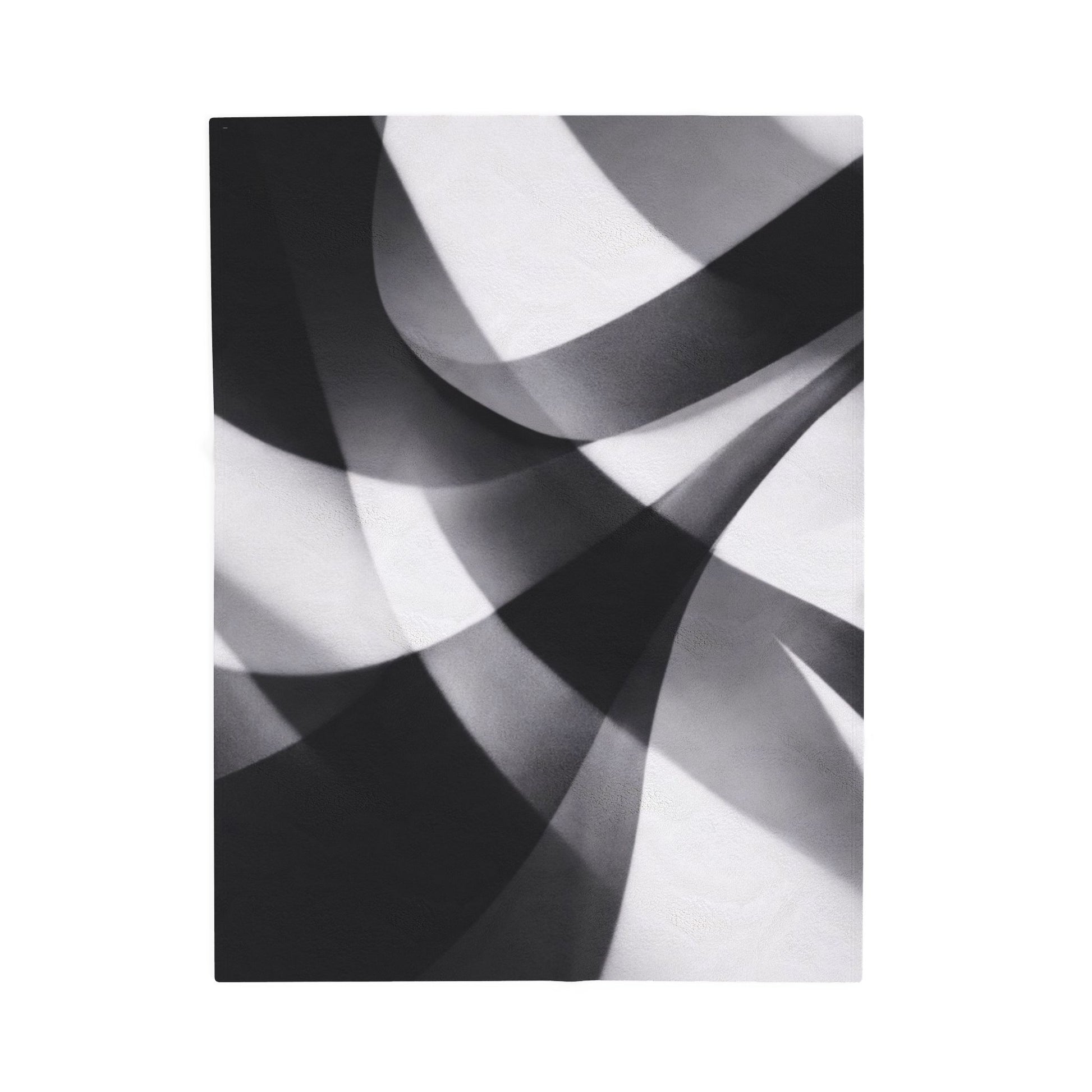 Velveteen plush blanket with abstract black smoke swirl design, featuring monochrome all-over print by Printify.