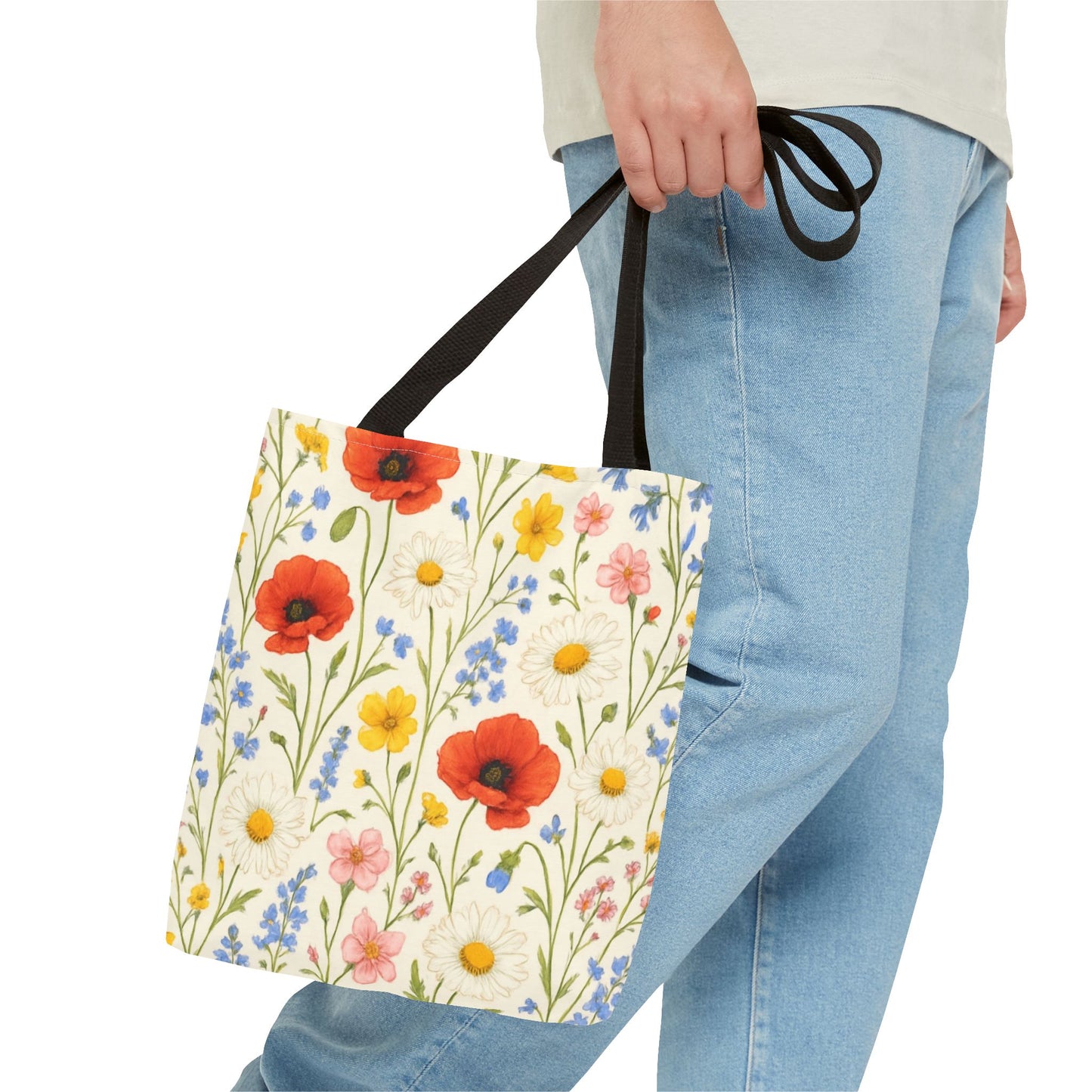 Wildflower Poppy Print Tote Bag | Floral All-Over Pattern