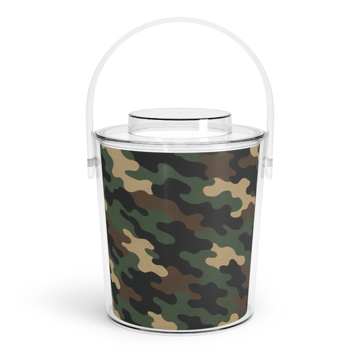 Camouflage Ice Bucket with Tongs, Party Essential, Outdoor Gatherings, BBQ Accessory, Gift for Wine Lovers, Home Bar Decor - TRV