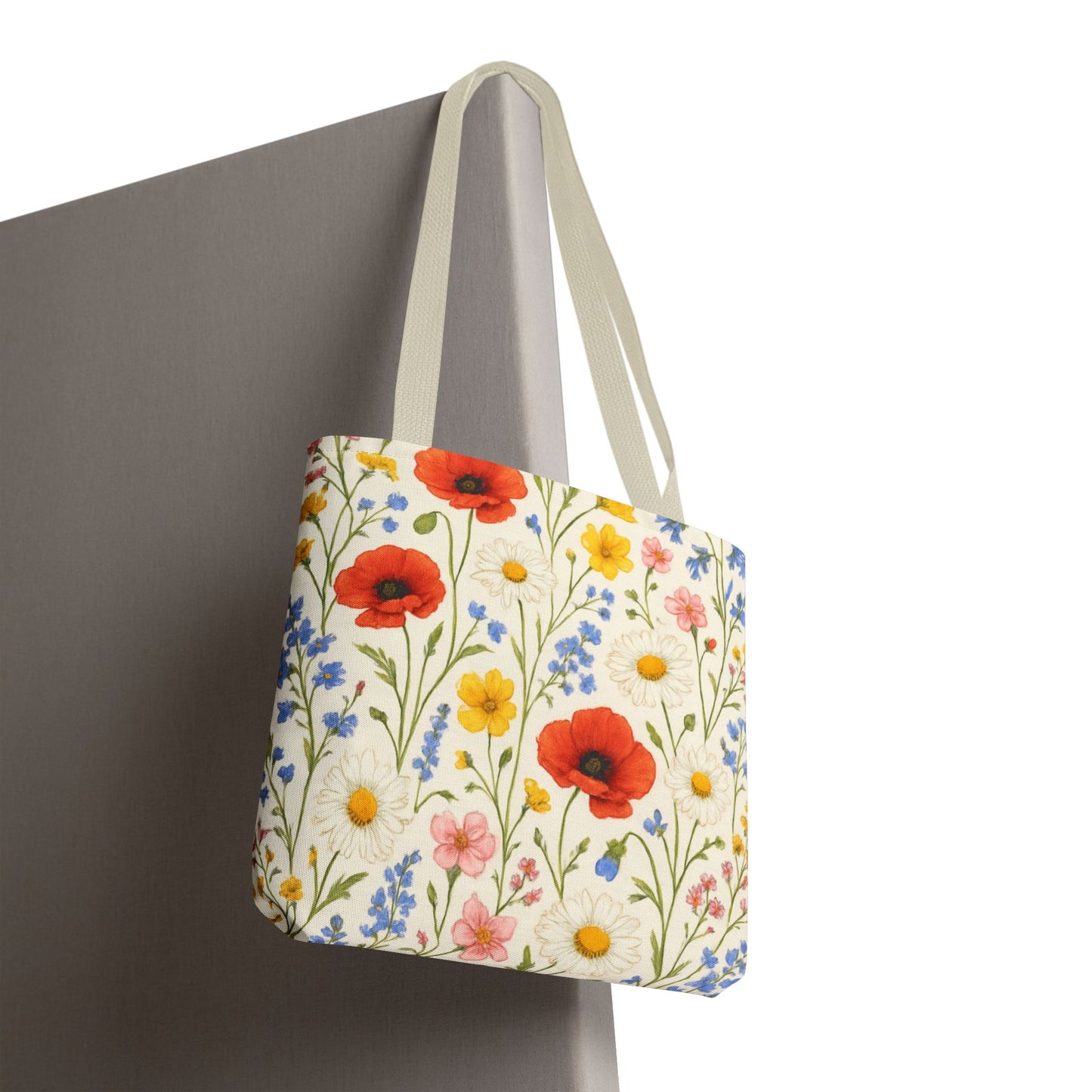 Wildflower Poppy Print Tote Bag | Floral All-Over Pattern