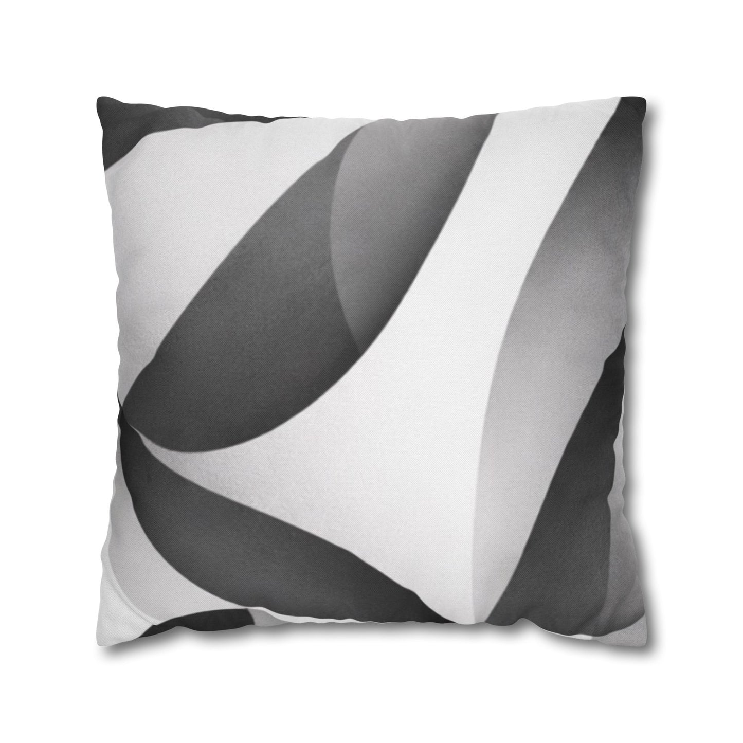 Abstract black and white wave design square pillowcase for home decor, featuring a modern print by Printify.