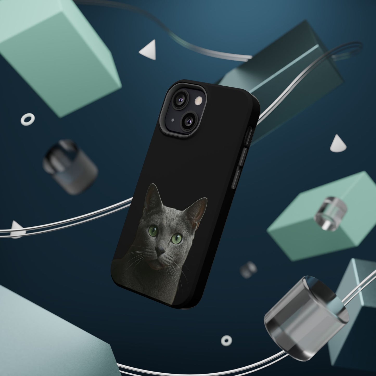 Russian Blue Cat Phone Case — Magnetic Impact-Resistant iPhone Cover