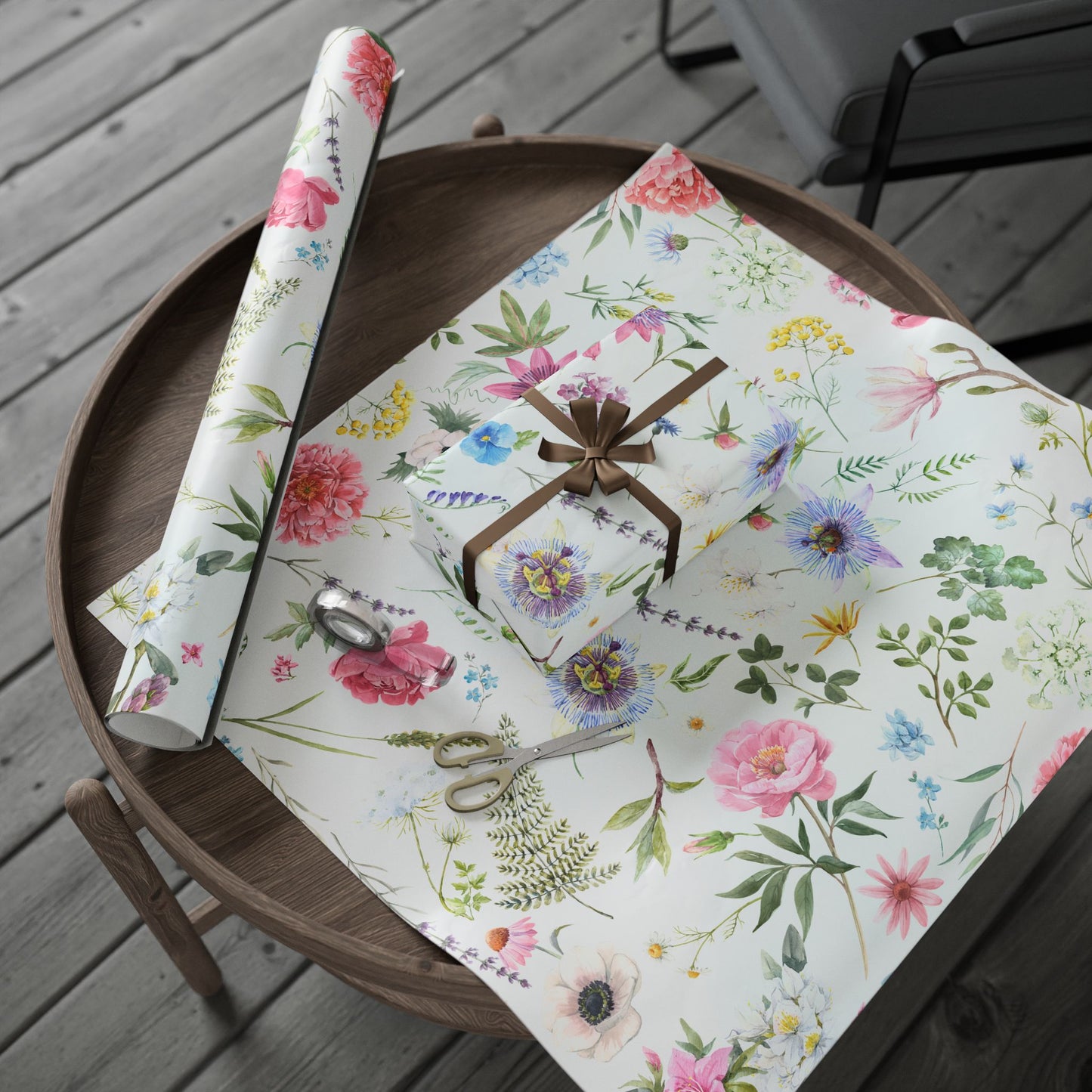 Floral Peony Wrapping Paper Roll — Watercolor Garden Gift Wrap for Mother's Day & Spring Celebrations