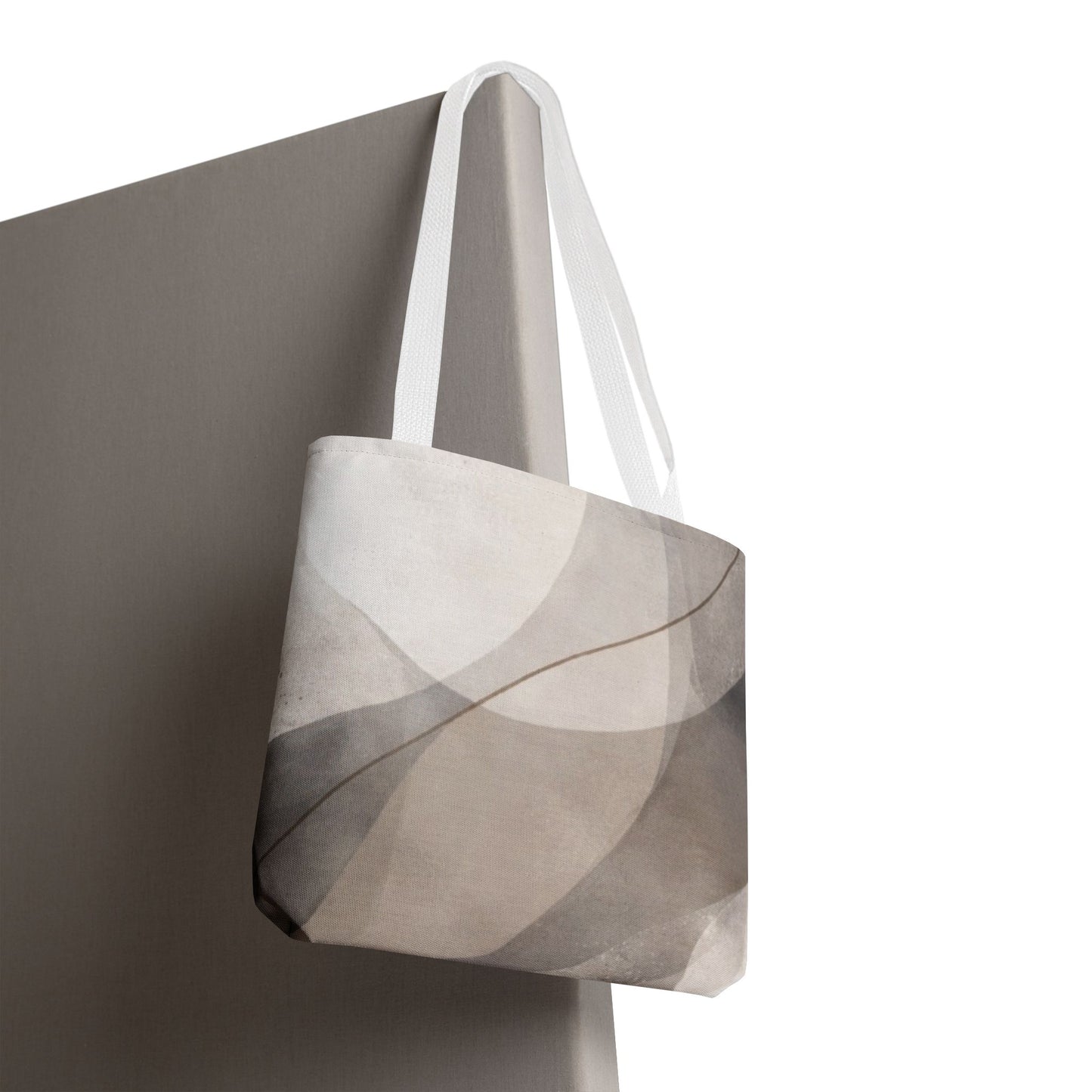 Neutral Abstract Watercolor Waves Tote Bag | All-Over Print