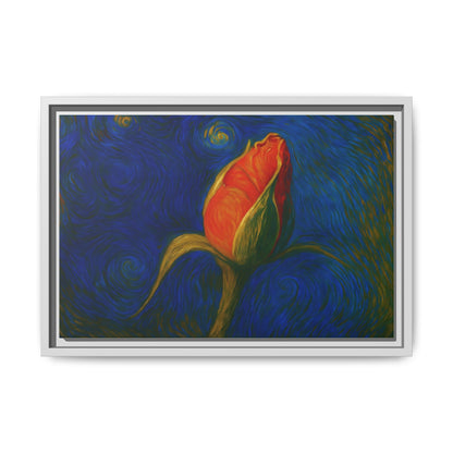 Red Rose Bud Painting Canvas Framed | Matte Wall Art - TRV