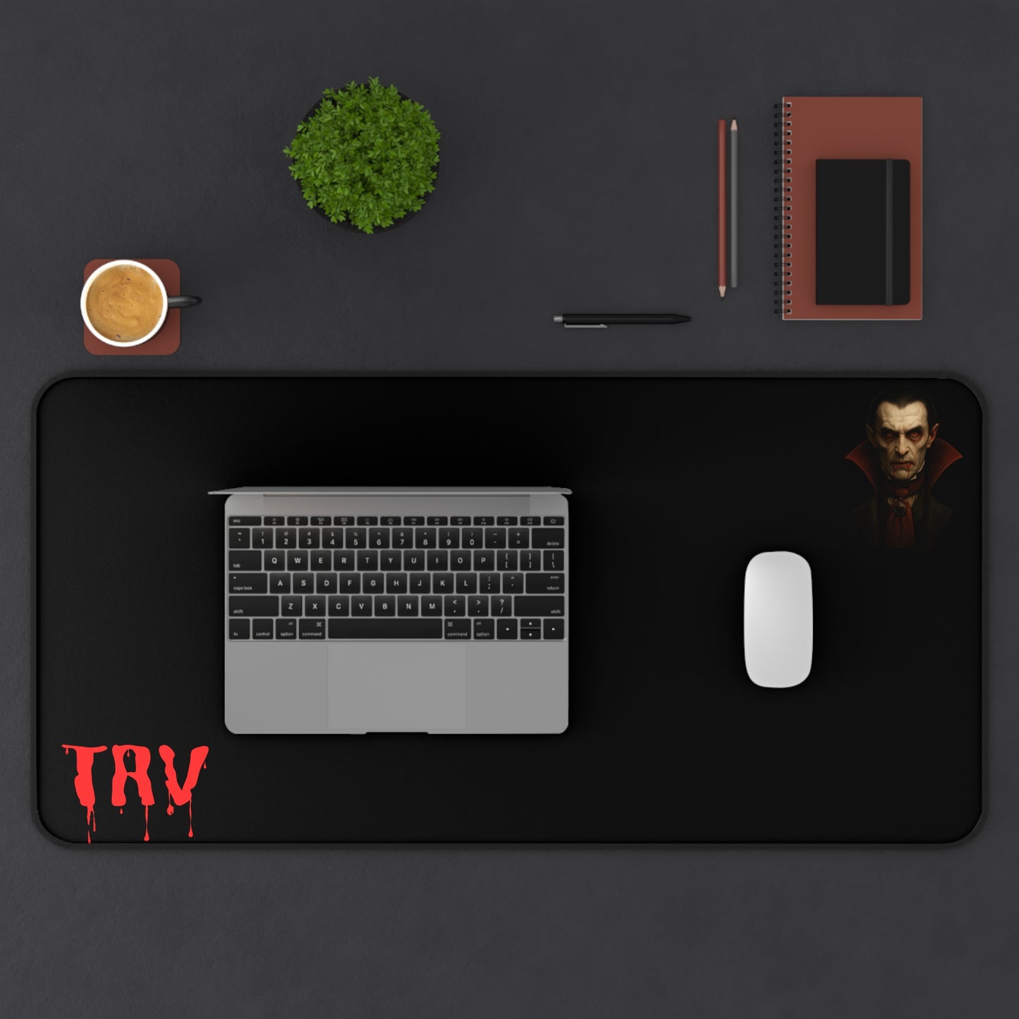 Vampire Portrait Desk Mat | Vampire Blood Drip TRV Mouse Pad - TRV