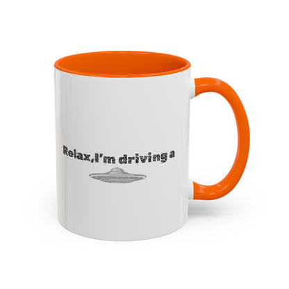 Coffee Mug — “Relax, I’m Driving” UFO Accent Ceramic Mug (11/15 oz)