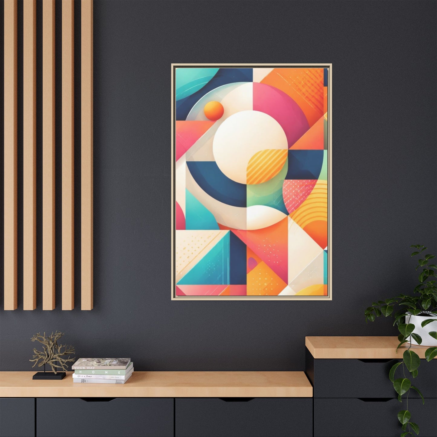 Colorful Geometric Abstract Art Matte Canvas Framed