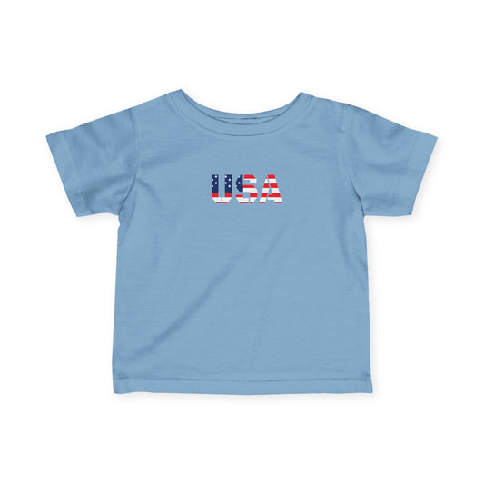 USA Infant Fine Jersey Tee - Cute Baby Shirt, Toddler Clothing, American Flag Tee, Baby Shower Gift, 4th of July Outfit