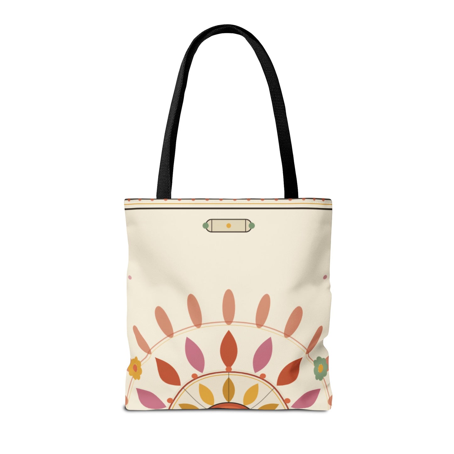 Boho Floral Mandala Tote Bag | Pastel Sunburst Pattern