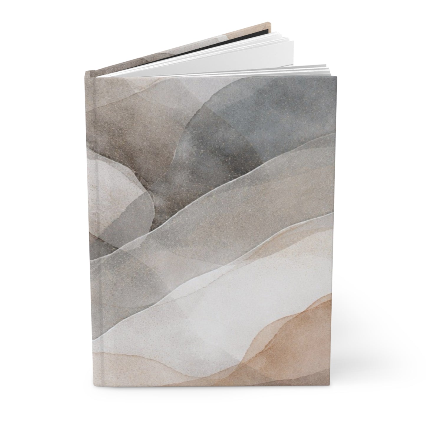Neutral Watercolor Waves Hardcover Journal | Matte Abstract Landscape Notebook