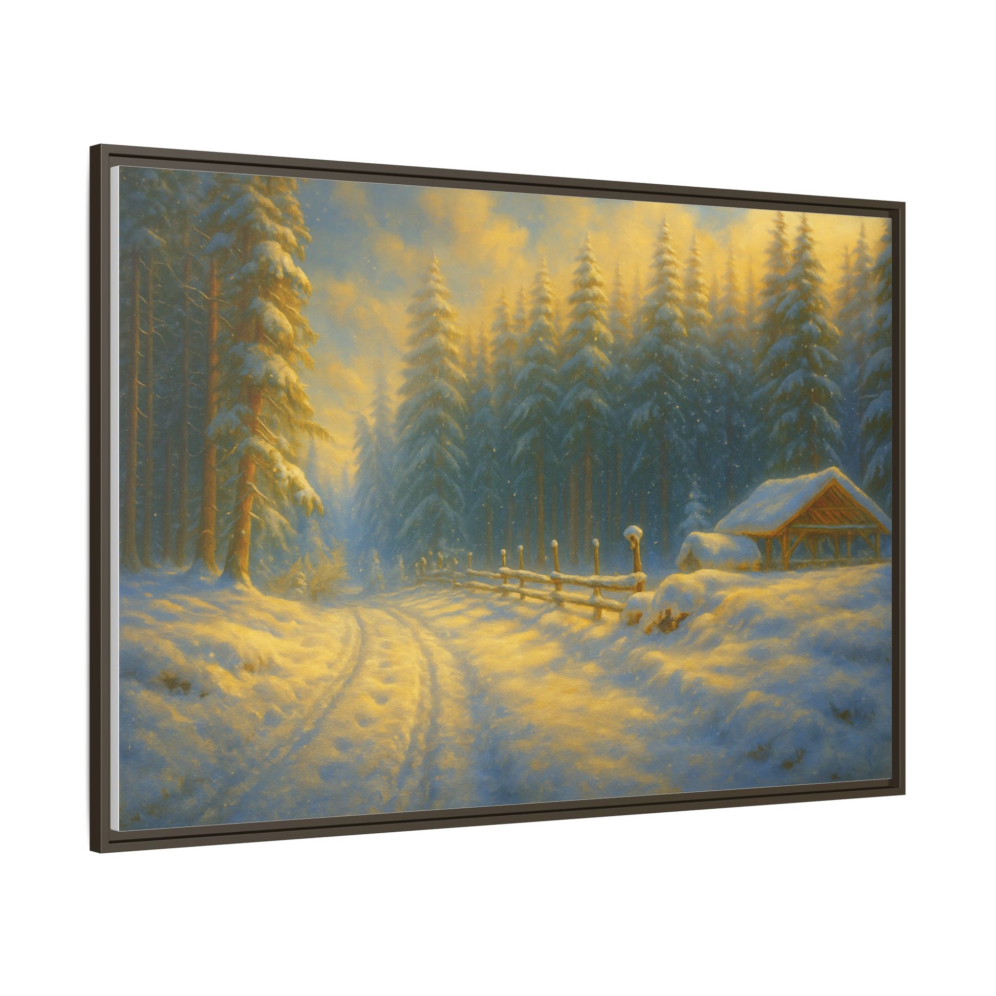 Wall Art Print, Winter Cabin Decor, Nature Scene, Holiday Gift, Cabin Vibes, Christmas Decoration, Matte Canvas, Framed - TRV