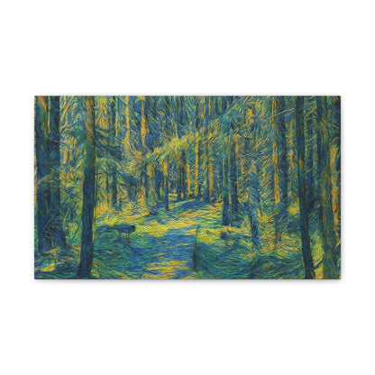 Sunlit Forest Path Canvas – Impressionist Woodland Wall Art