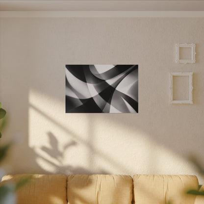 Abstract black and white swirl matte canvas print by Printify, featuring a modern swirling design on high-quality canvas.