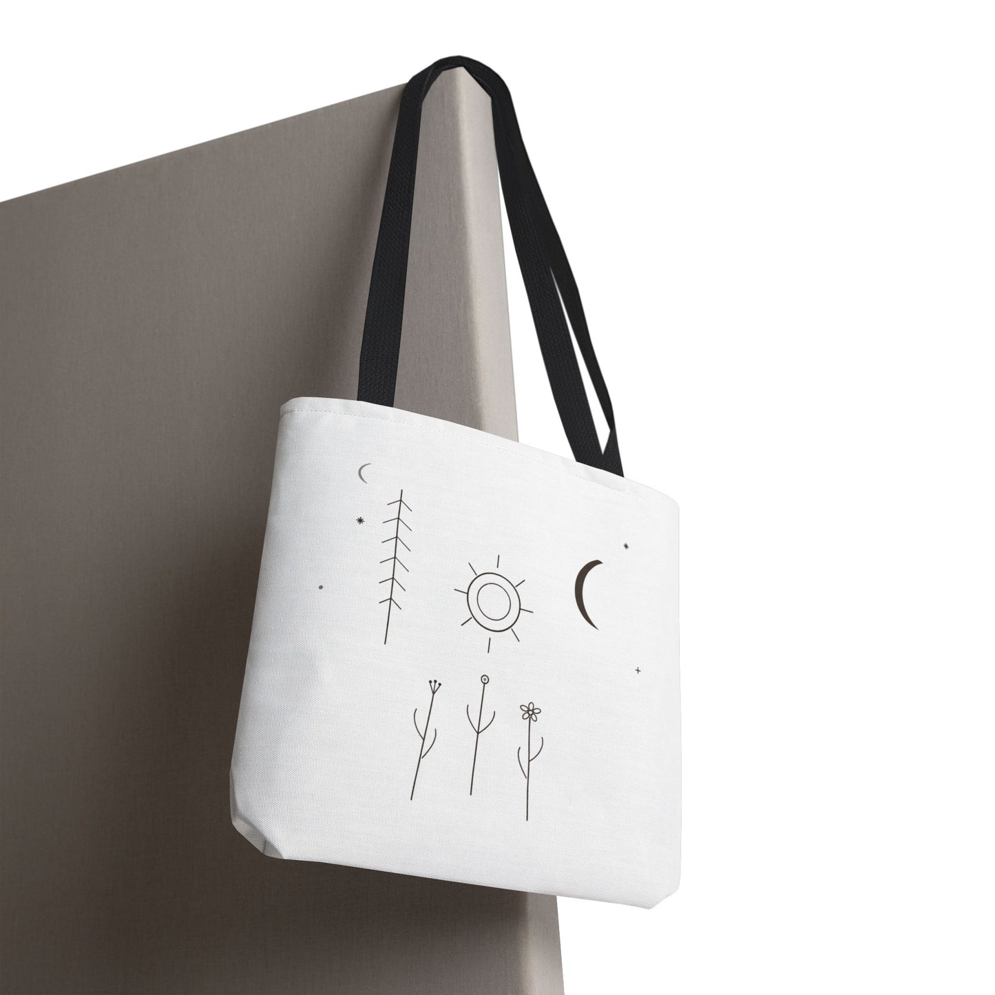Minimal Moon and Sun Botanical Tote | Celestial Line Art Bag