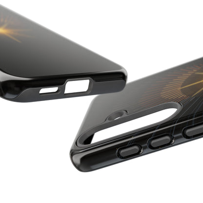 Tough Cases - Radiant Star Phone Case, Protective Black Shockproof Cover with Golden Light Design