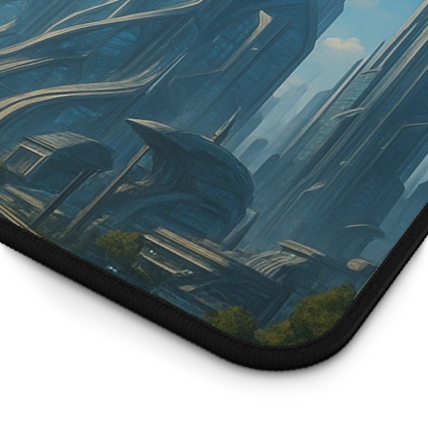 Futuristic Cityscape Desk Mat Sci Fi Skyline Mousepad - TRV