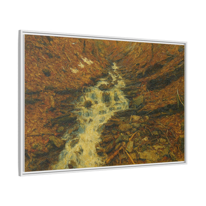 Serene Abstract Nature Canvas Art, Framed Wall Decor, Rustic Home Accent, Earthy Tone Artwork, Tranquil River Scene - TRV